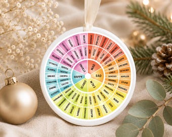 Feelings Wheel Ornament, Therapy Ornament, Emotions Wheel Ornament, Counselor Ornament, Therapist CBT Ornament, Mental Health Ornament