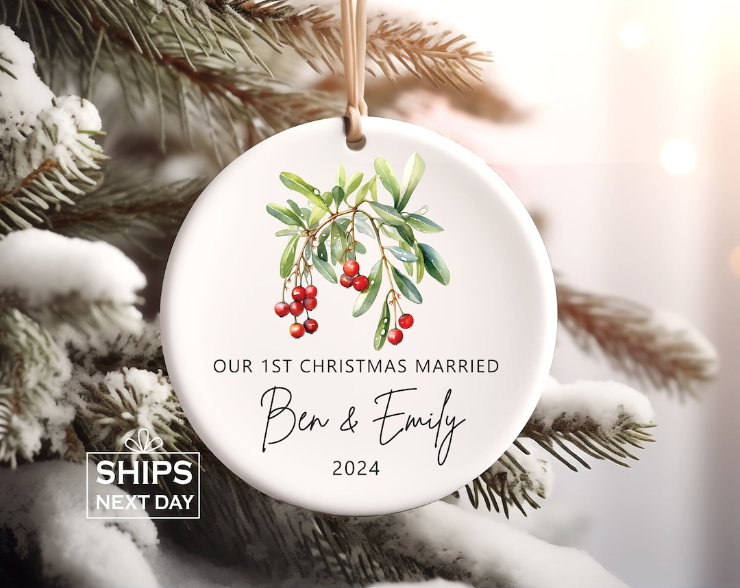 2024 First Christmas Married Ornament, Personalized First Christmas