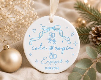 Personalized Engaged Ornament, First Christmas Engaged Ornament, Personalized Wedding Gift, 2025 Wedding Date Gift