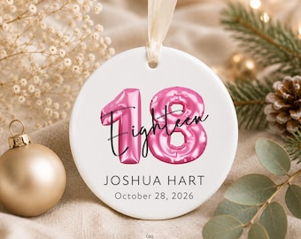 Personalized 18th Birthday Ornament, Eighteen Birthday Keepsake, 18th Birthday Christmas Ornaments