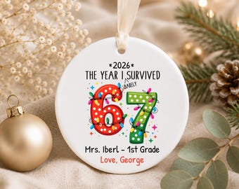Personalized Teacher 6-7 Ceramic Ornament: Funny Educator Gift