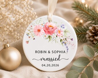Personalized First Christmas Married Ornament, Mr Mrs Christmas Keepsake, 2025 Married Christmas Gift, Newlywed Gift, Wedding Gift Keepsake