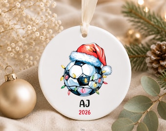 Personalized Soccer Christmas Ornament for Kids, Custom Soccer Player Gift, Team Gift, Name Ornament, 2026 Christmas Decor