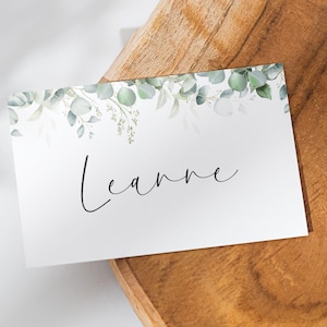 Marcadores de lugar de casamento planos de eucalipto // marcadores de lugar, marcadores de lugar para casamento, marcadores de lugar, minimalista, guirlanda de eucalipto