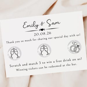 Cadeaux de mariage pour invités, Carte à gratter mariage, Carte à gratter personnalisée, Jeton de boisson, Cadeau unique pour mariage, Cartes à gratter