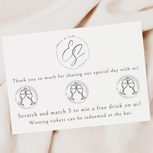 Bomboniere per gli ospiti, biglietti da grattare per matrimonio, biglietti da grattare personalizzati, gettoni per bevande, bomboniere uniche per matrimonio, biglietti da grattare
