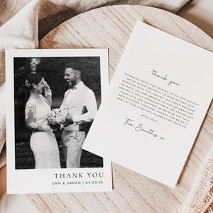 Foto Hochzeit Dankeskarte // Dankeskarten, Personalisierte Hochzeits Dankeskarte mit Foto, Postkarte Danke, Foto Danke Karte