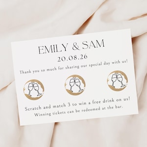 Cadeaux de mariage pour invités, Carte à gratter mariage, Carte à gratter personnalisée, Jeton de boisson, Cadeau unique pour mariage, Cartes à gratter