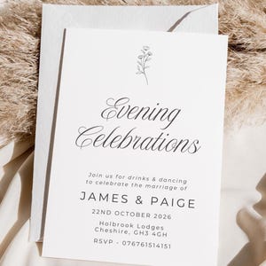 Evening Wedding Reception Invitations: Modern Minimalist Design
