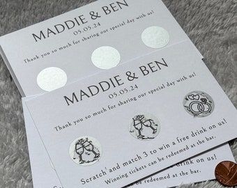 Wedding Favours for Guests, Wedding Scratch Card, Custom Scratch Card, Drink Token, Unique Wedding Favour, Scratchcards