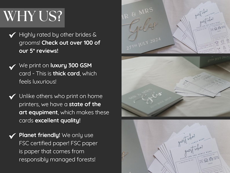 Guest Who? | Wedding Table Games, Wedding Games, Reception Games, Bundle, Wedding Bingo | Trivia Quiz | Advice for Newly Weds image 3