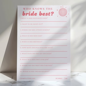 Who Knows Bride Best? // Hen Party Games, Hen Do, Bridal Shower Games ...