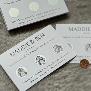 Wedding Scratch Card, Custom Scratch Card, Wedding Favours, Drink Token, Scratch to Reveal, Unique Wedding Favour, Wedding Table Games image 4