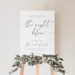 Probeessen Willkommensschild // The Night klares Schild, Modernes minimalistisches Hochzeitsschild, individuelles Willkommensschild, moderne Hochzeit