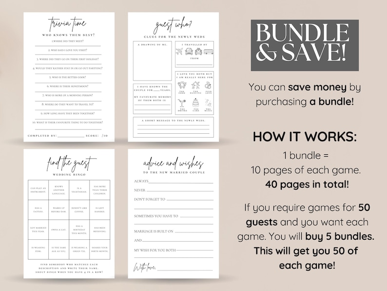 Guest Who? | Wedding Table Games, Wedding Games, Reception Games, Bundle, Wedding Bingo | Trivia Quiz | Advice for Newly Weds image 10