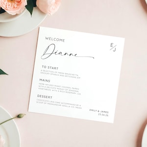 Cardápio de casamento personalizado // Cartões de lugar para casamento, Cardápio de casamento, Cartões de lugar para casamento
