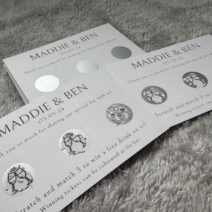 Wedding Scratch Card, Custom Scratch Card, Wedding Favours, Drink Token, Scratch to Reveal, Unique Wedding Favour, Wedding Table Games image 9