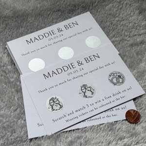 Wedding Scratch Card, Custom Scratch Card, Wedding Favours, Drink Token, Scratch to Reveal, Unique Wedding Favour, Win a Drink