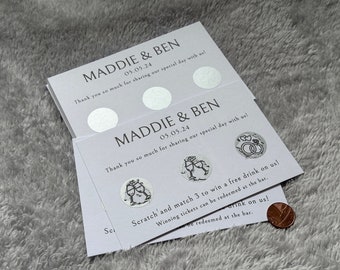 Wedding Scratch Card, Custom Scratch Card, Wedding Favours, Drink Token, Scratch to Reveal, Unique Wedding Favour, Wedding Table Games