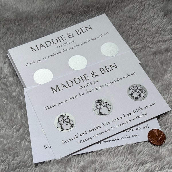 Wedding Scratch Card, Custom Scratch Card, Wedding Favours, Drink Token, Scratch to Reveal, Unique Wedding Favour, Wedding Table Games
