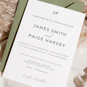 Monogram Wedding Invitation: Minimalist A6 Card, Day/Evening Reception