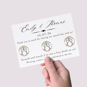 Cadeaux de mariage pour invités, Carte à gratter mariage, Carte à gratter personnalisée, Jeton de boisson, Cadeau unique pour mariage, Cartes à gratter
