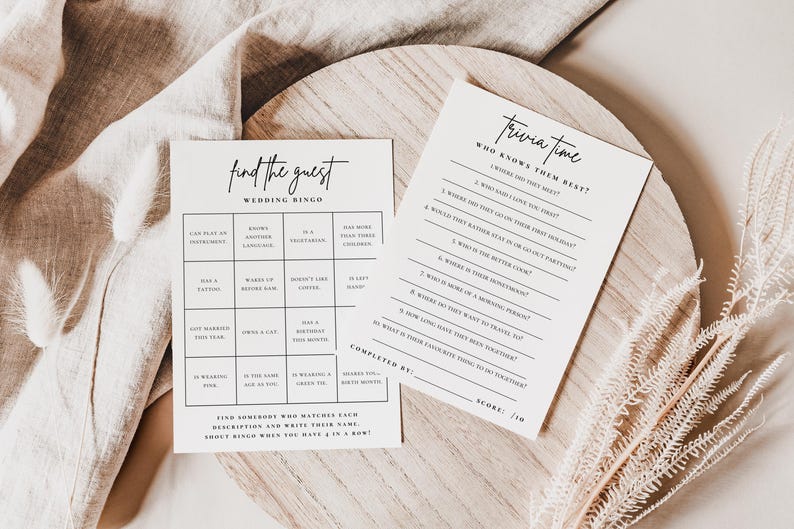 Wedding Table Games, Wedding Games, Reception Games, Bundle, Wedding Bingo | Trivia Quiz | Advice for Newly Weds | Guess Who image 3