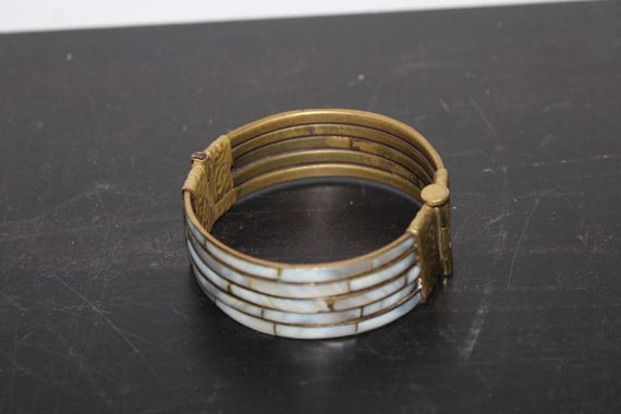 Bracciale Vintage Artigianale in Ottone e Osso 1980 India View 2