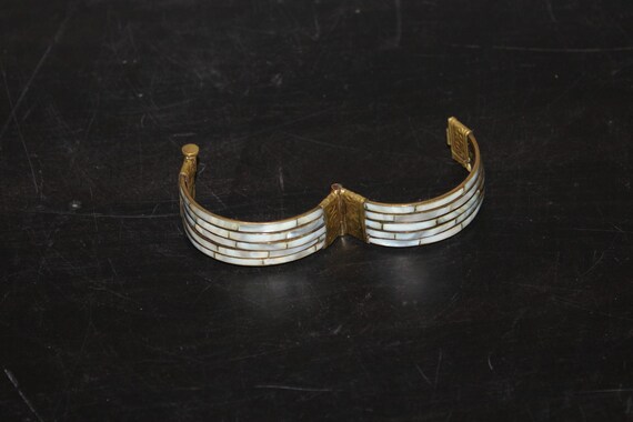 Bracciale Vintage Artigianale in Ottone e Osso 1980 India View 5