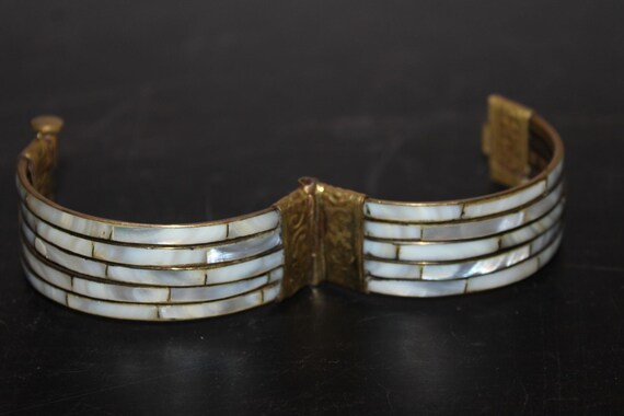 Bracciale Vintage Artigianale in Ottone e Osso 1980 India View 6