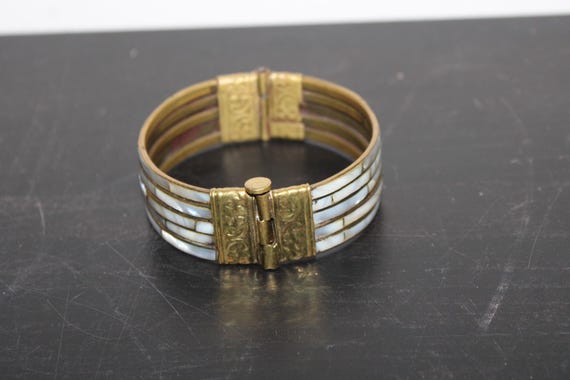 Bracciale Vintage Artigianale in Ottone e Osso 1980 India