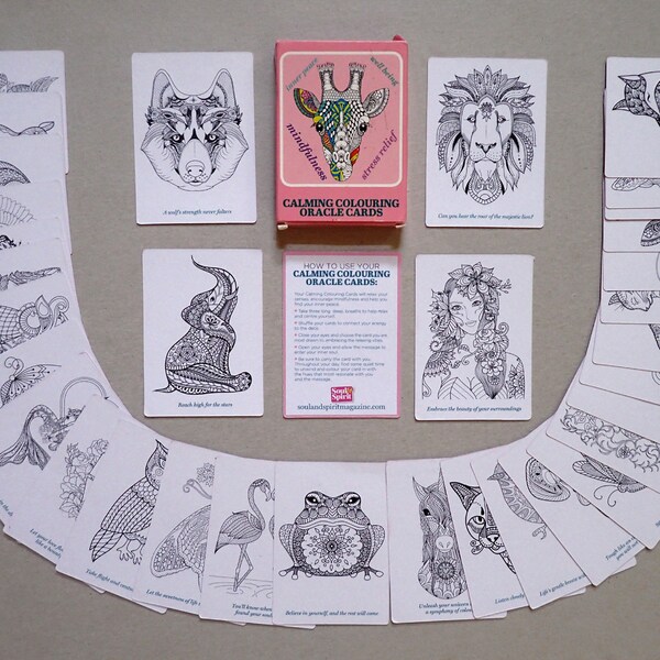 RARE retro vintage SPECIAL Calming Colouring Oracle Cards fortune telling seed gypsy card deck by Soul and Spirit