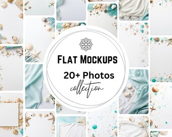 Flatlay Mockup Images, Stock Photography, Flat Photos, Flat Stock Photos, Styled Stock Photography, Beach Photography, Seashell Photos, Aqua