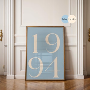 Impresión retro personalizada de año de nacimiento, póster de nacimiento, regalo de cumpleaños, número personalizado, descarga digital personalizada, letrero de año personalizado, decoración de pared
