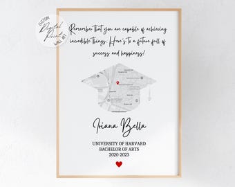 Gepersonaliseerde afstudeerkaartprint: aangepast universiteitscadeau (digitale download)