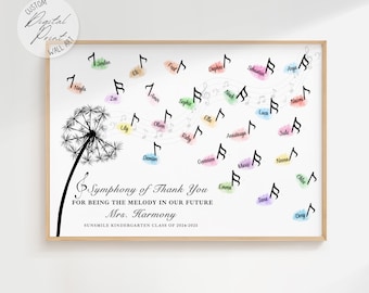 Personalized Teacher Appreciation Gift: Dandelion Music Art (Digital Download)