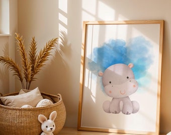 Aquarel dieren kunst aan de muur ontwerp kinderkamer kunst aan de muur kinderkamer kunst speelkamer ontwerp idee kinder muur kunst eenvoudige dieren kleur kinderen afdrukbaar