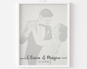 Custom Wedding Gift, Wedding Song Lyrics with Photo, Our First Dance, Anniversary Gift Idea, Husband and Wife Wedding Photo Song Sign Framed