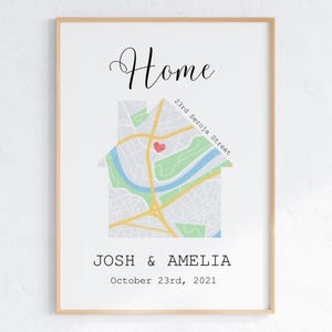 Personalisierte Einweihungsgeschenk, benutzerdefinierte Hauskarte, zum ersten Mal Hauskäufer, erstes Hausgeschenk, unser erstes Haus, Karten Straßengeschenk, Haus Poster Kunst