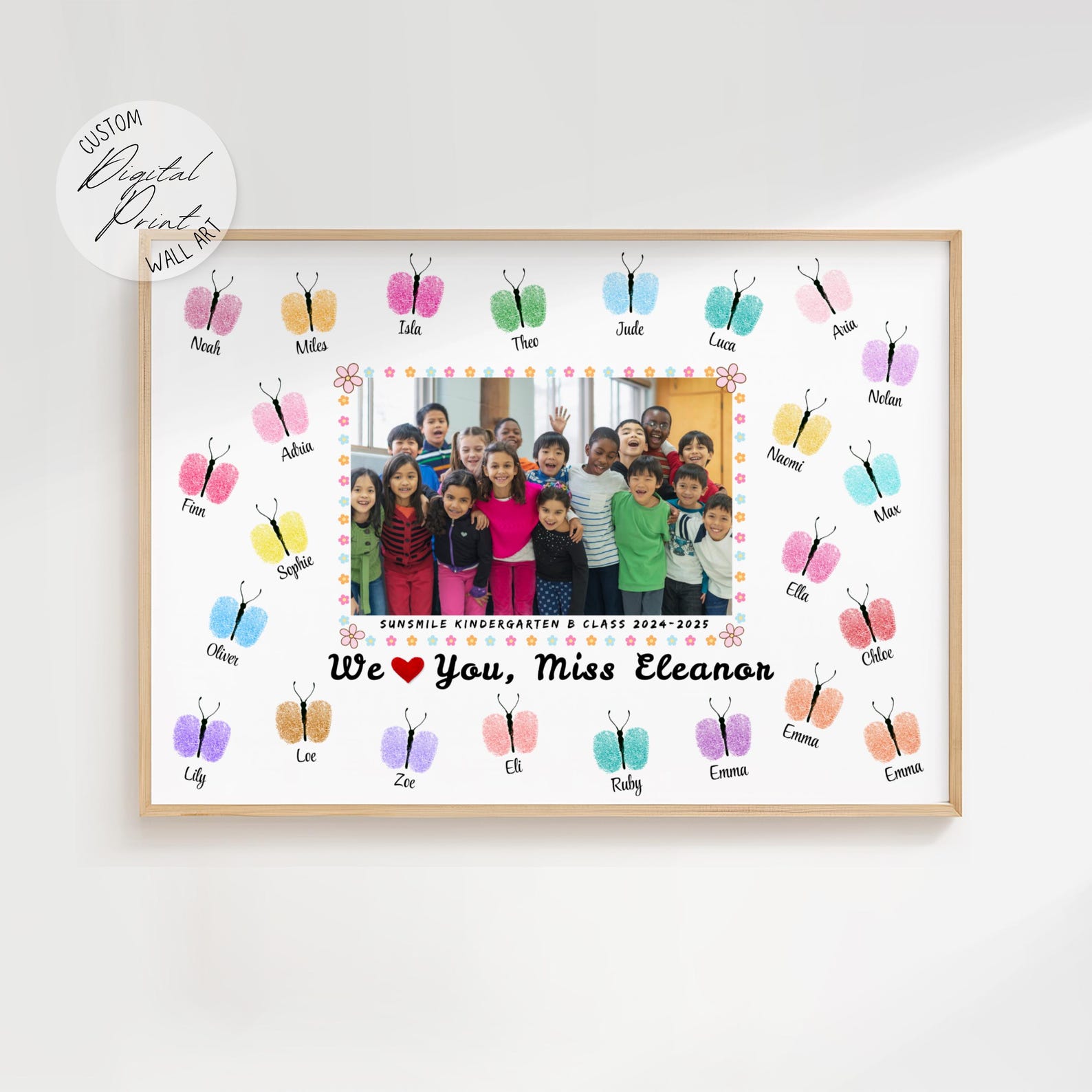 Fingerprint Teacher Gift Editable Keepsake Print, Kids Name Teacher ...