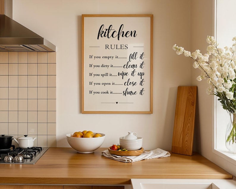 Kitchen Signs Prinatable Kitchen Rules Sign: Printable Wall Art (digital Download) - Etsy