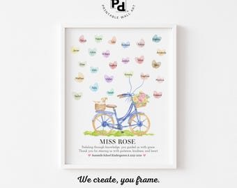Waardering leraar, bedankt leraar print, aandenken leraar, cadeau leraar afdrukbaar, motiverend decor klaslokaal, digitale print thuis