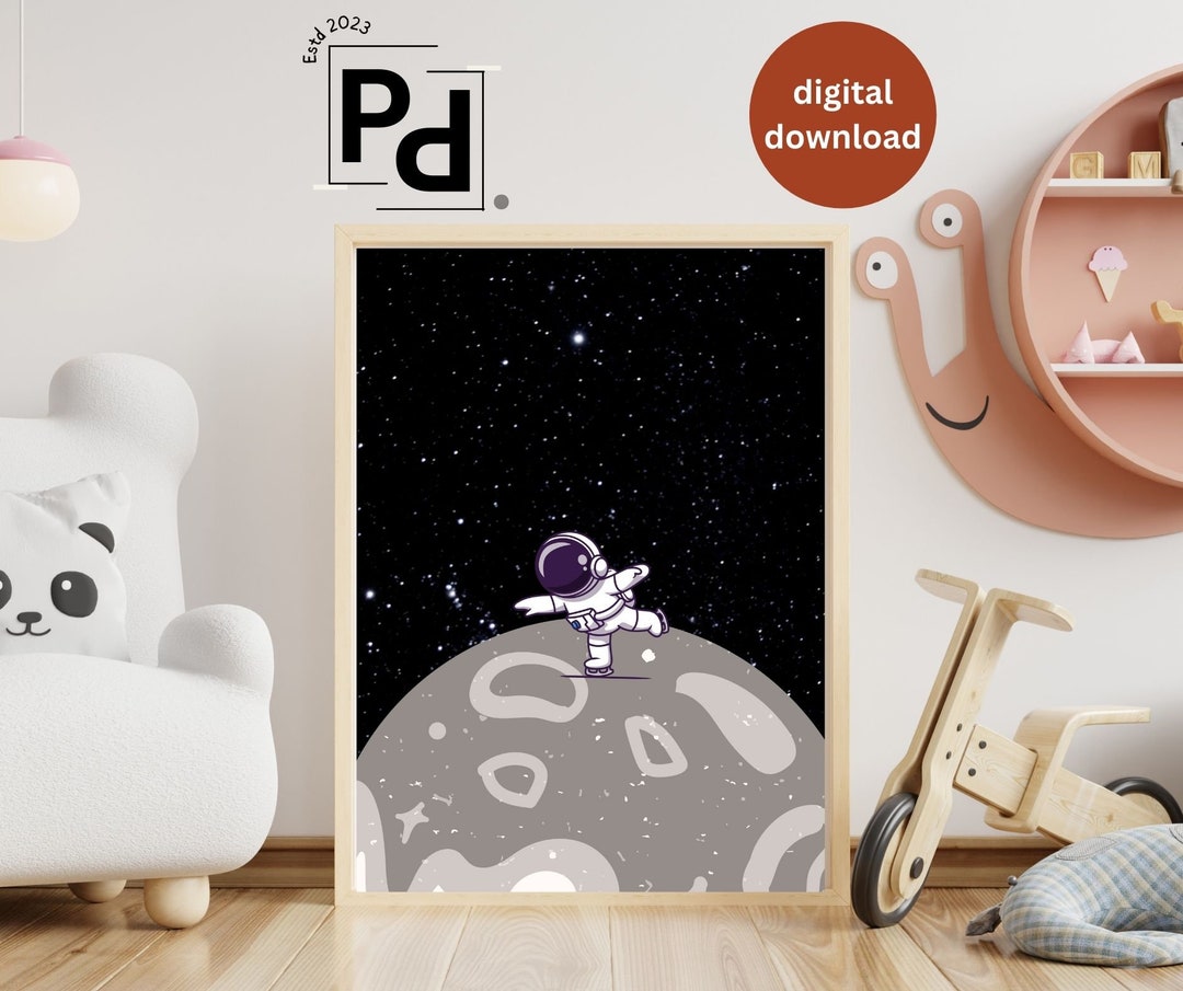 Astronaut Decor for Kidsroom and Playroom Funny Space Art Decor ...