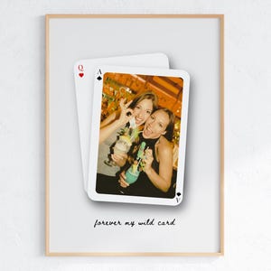 Aangepaste beste vriend fotokaart afdrukken, uniek cadeau voor haar, gepersonaliseerde wildcard geheugen kunst aan de muur digitale download, cadeau-idee beste vriend