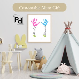 Customable mum gift personalised mum gifts ideas DIY mum's birthday Baby keepsake hand print kids gift for mommy mothers day handprint art image 3