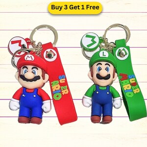 Super Mario Bros Keychain Anime Figure Toad Yoshi Decoration Backpack  Pendant Accessories Kids Men Boy X-mas Halloween Gifts toy