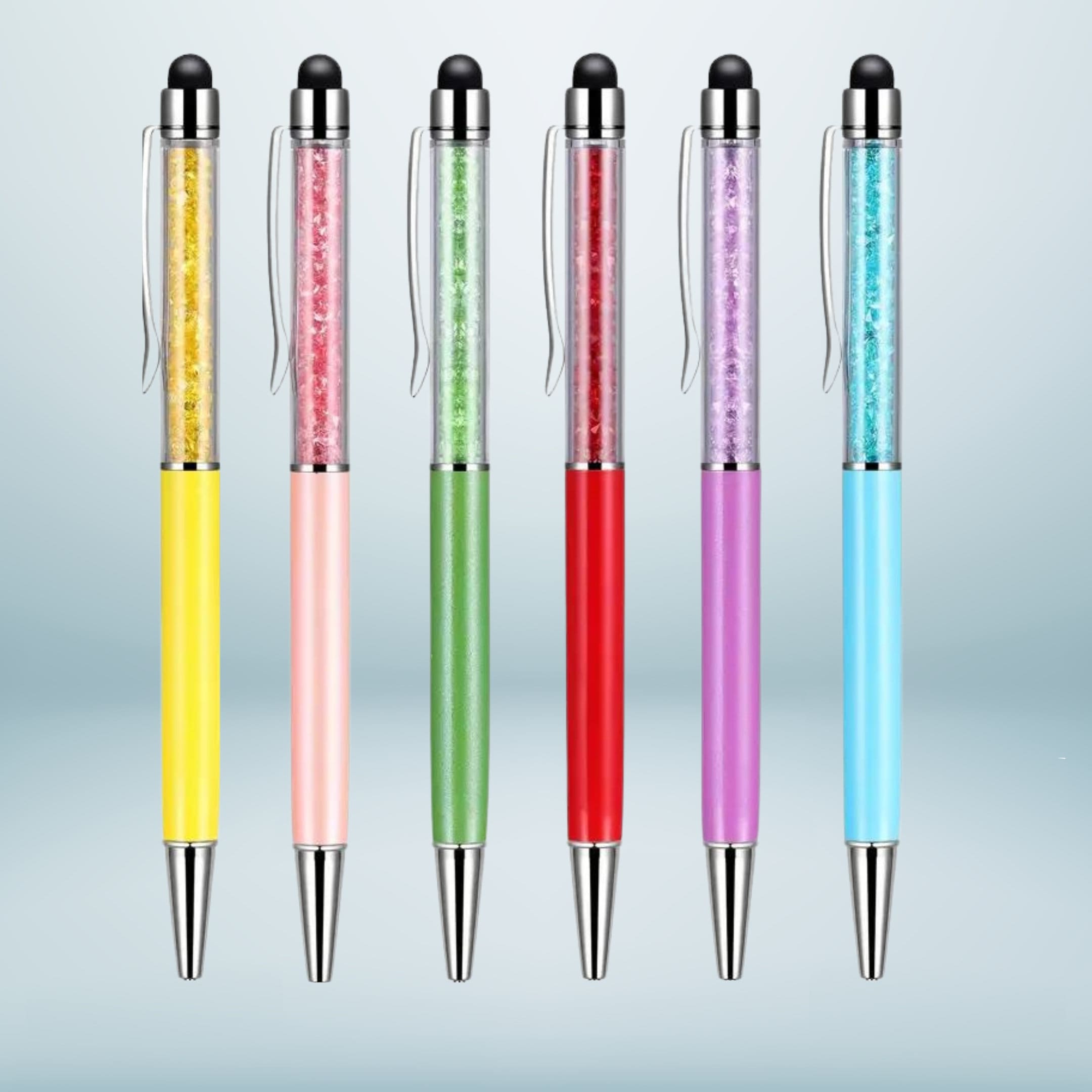 Multi-Colored Hearts Glass Rhinestone Pen with Stylus