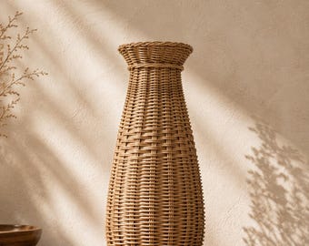 Selena - Handmade Rattan Vase, Woven Decorative Floor Vase for Dried Flowers, Organic Modern Japandi Home Decor