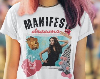 Fashion Collage Unique T-Shirt, Manifest Graphic Tee, Original Collage Tshirt, Manifest T Shirt for Girlfriend, Trendy Gift for Boyfriend