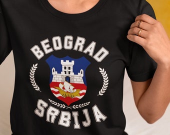Beograd Srbija Serbian T-Shirt, Unisex Softstyle T-Shirt, Belgrade Serbia Tee, Grb Beograda, College Style Serbian Tshirt, Gildan 64000